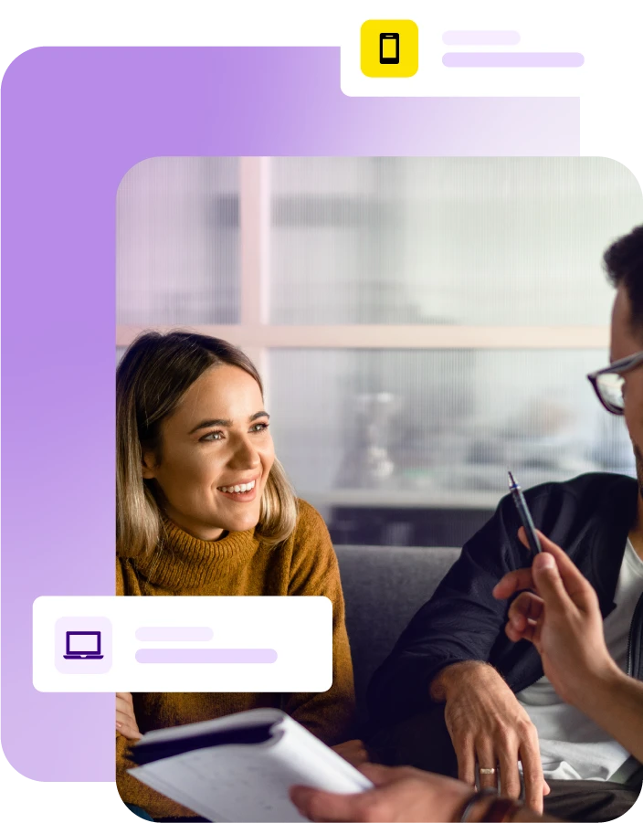 Lady and man discussing plans together