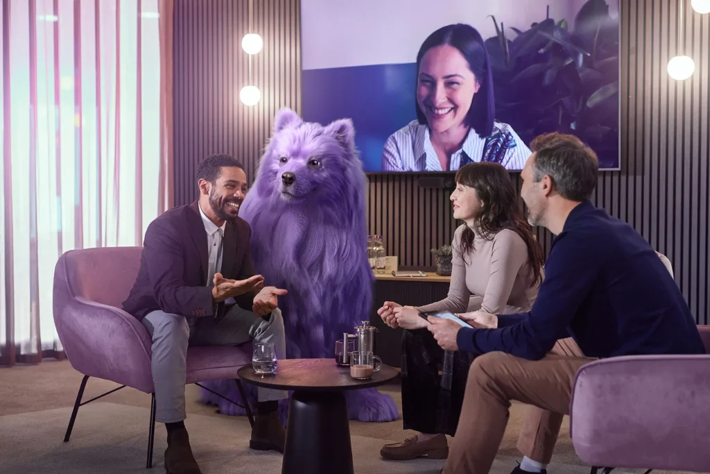 gamma purple dog in meeting