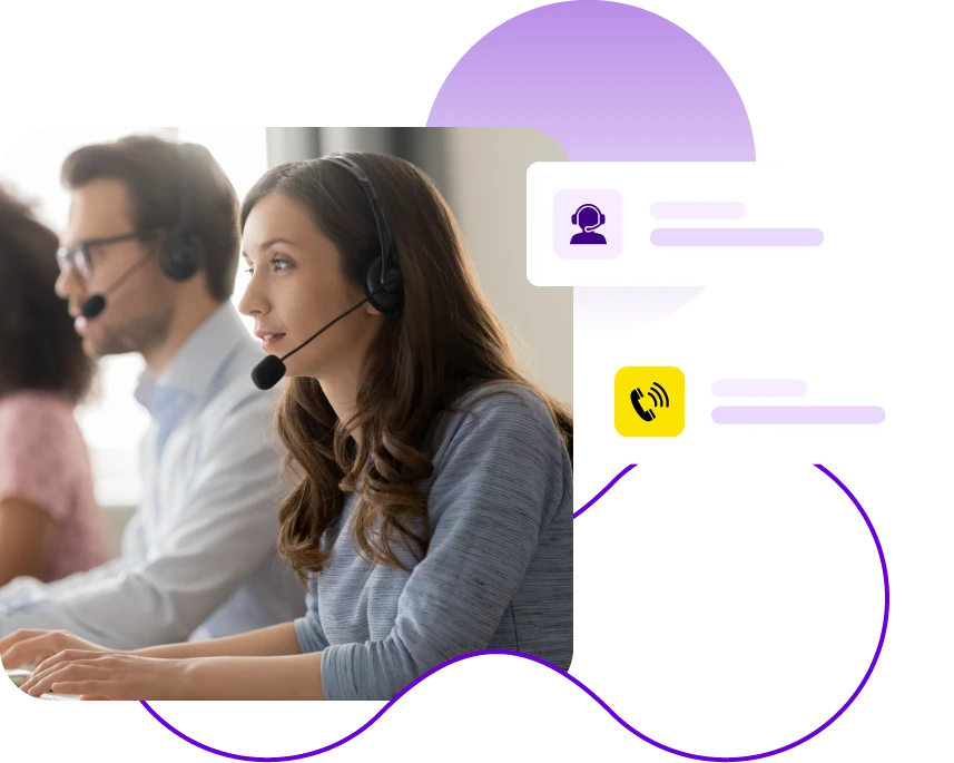 Lady with headset on in a call