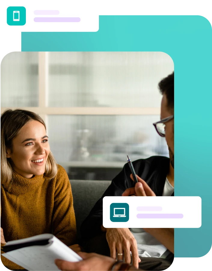 Lady and man discussing plans together