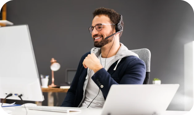 Man at desk on computer